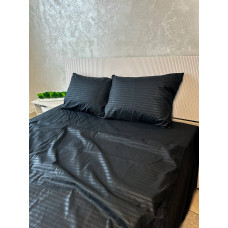 Постільна білизна мікросатин смужка чорна