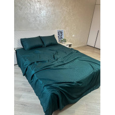 Постільна білизна мікросатин смужка смарагд
